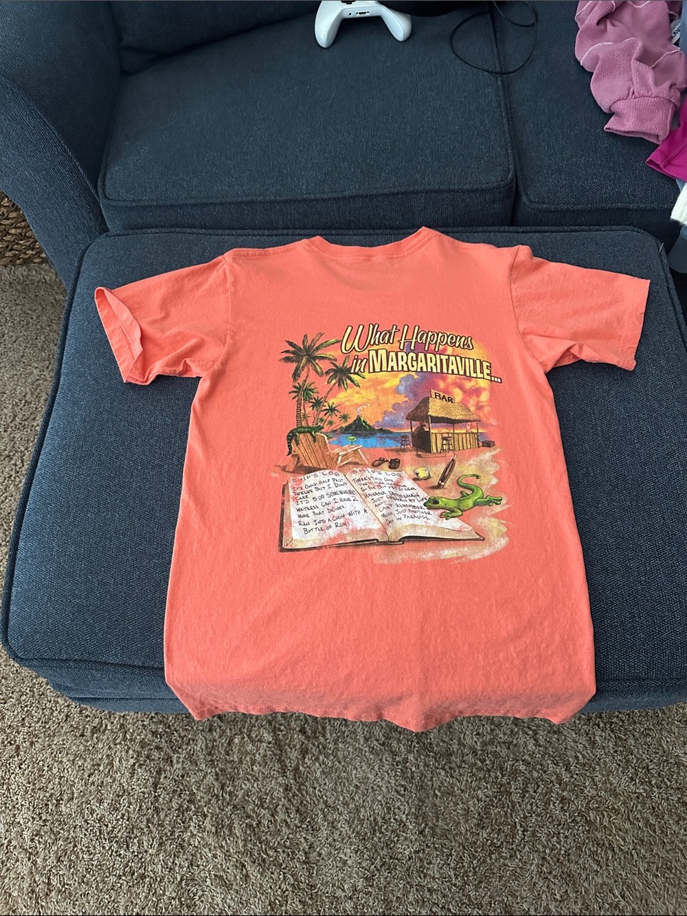 Margaritaville Coral Short Sleeve Tee with Beach Graphic